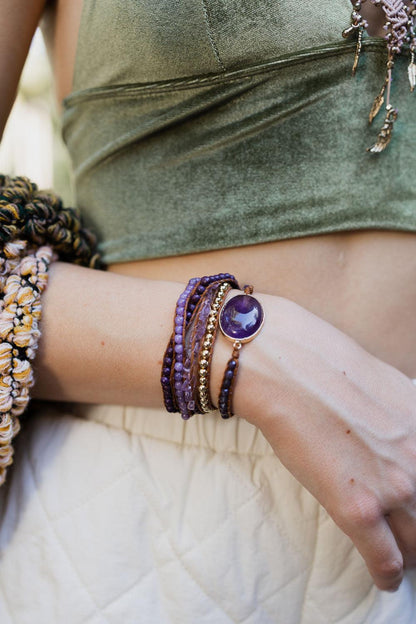 Purple Oval Gemstone Multi-Wrap Bracelet from PinkyBelles Shop