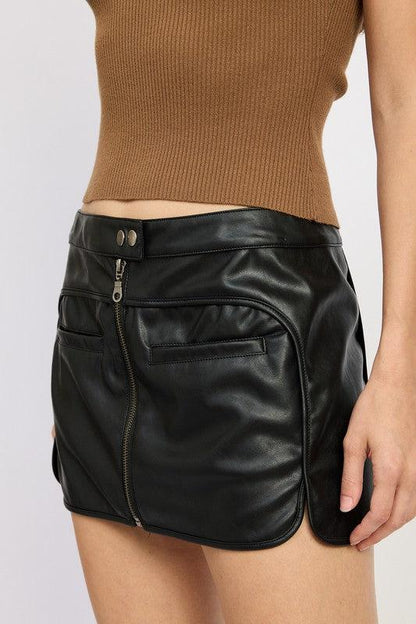 Red Biker Faux Leather Mini Skirt from PinkyBelles Shop