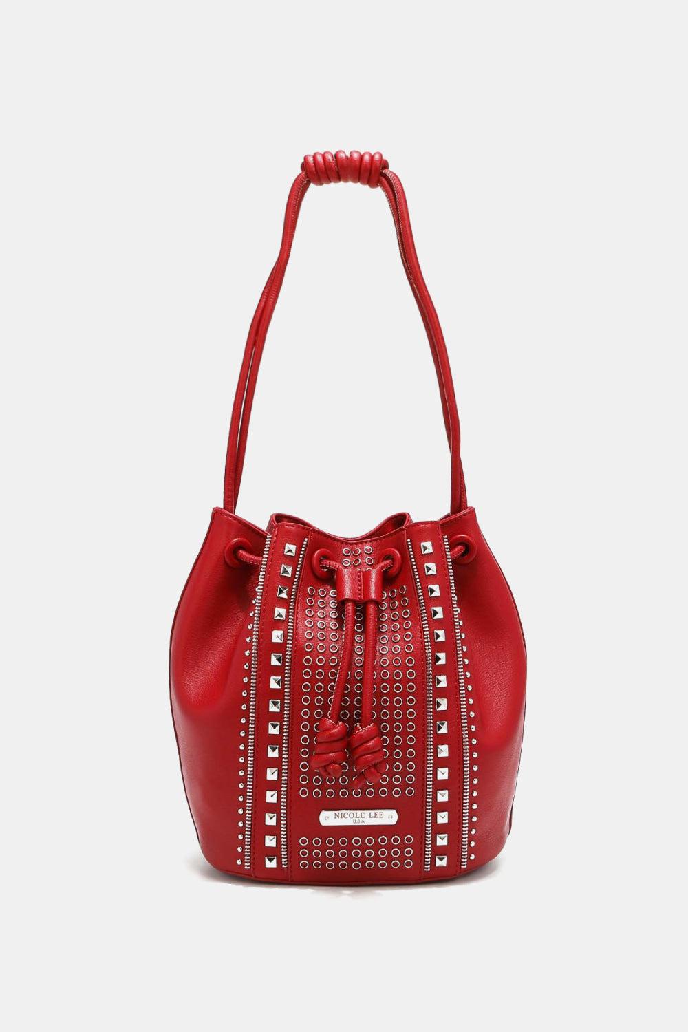 Red Studded Bucket Bag from PinkyBelles Shop