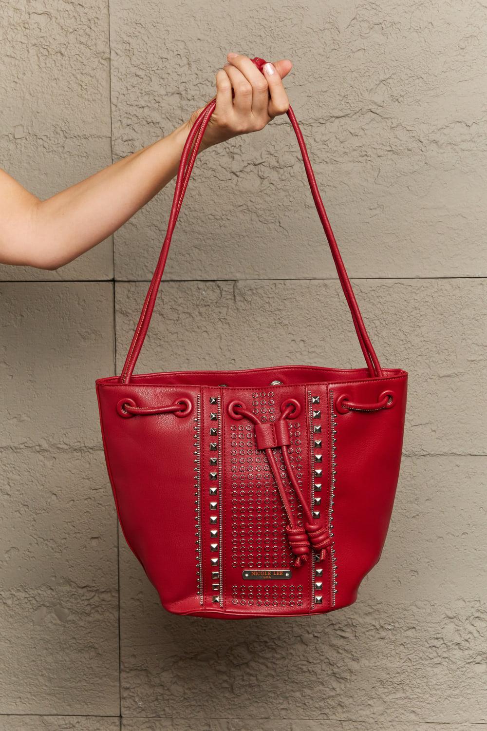 Red Studded Bucket Bag from PinkyBelles Shop