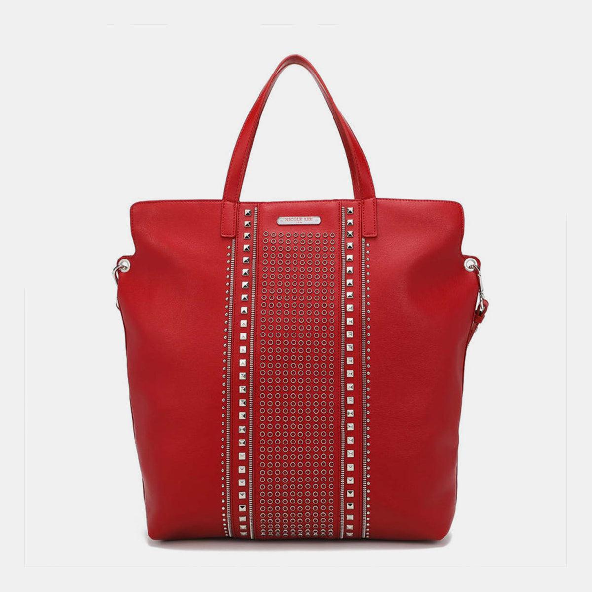 Red Studded Large Tote Bag from PinkyBelles Shop