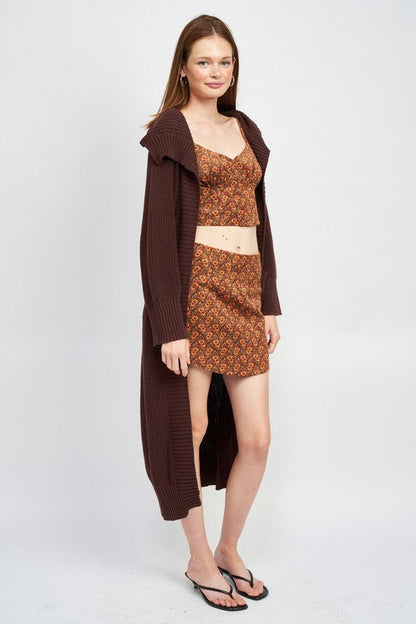 Rust Brown Lapel Collar Open Front Maxi Cardigan from PinkyBelles Shop