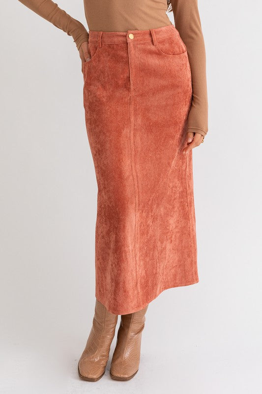 Rust Rust Corduroy Maxi Skirt from PinkyBelles Shop