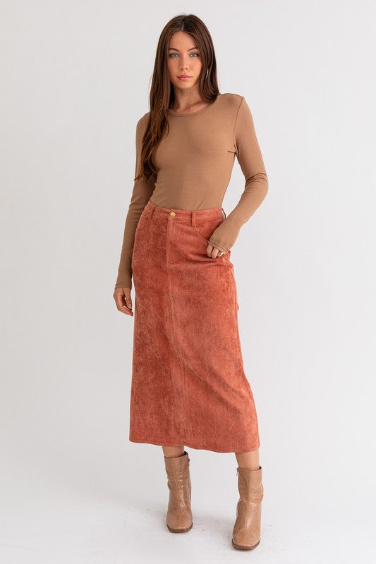 Rust Rust Corduroy Maxi Skirt from PinkyBelles Shop