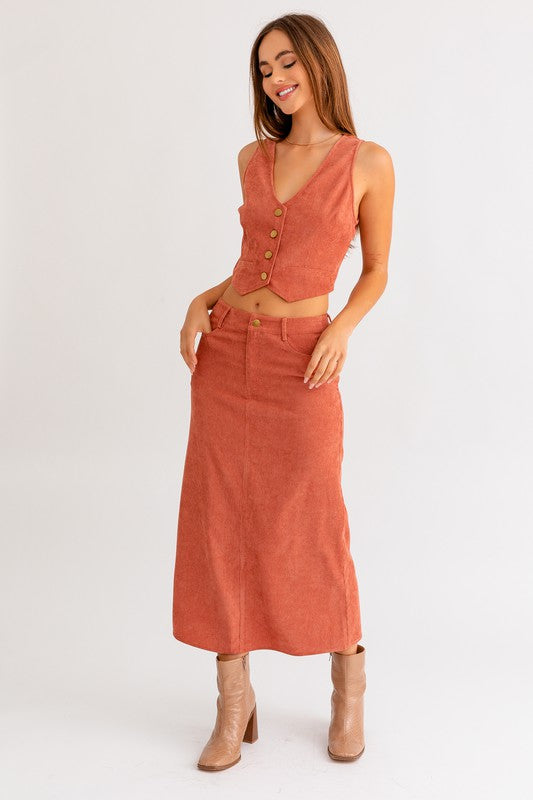 Rust Rust Corduroy Maxi Skirt from PinkyBelles Shop