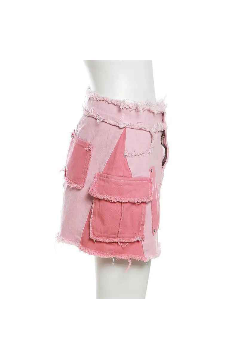 Set Pink Denim Mini Skirt and Jacket Set from PinkyBelles Shop