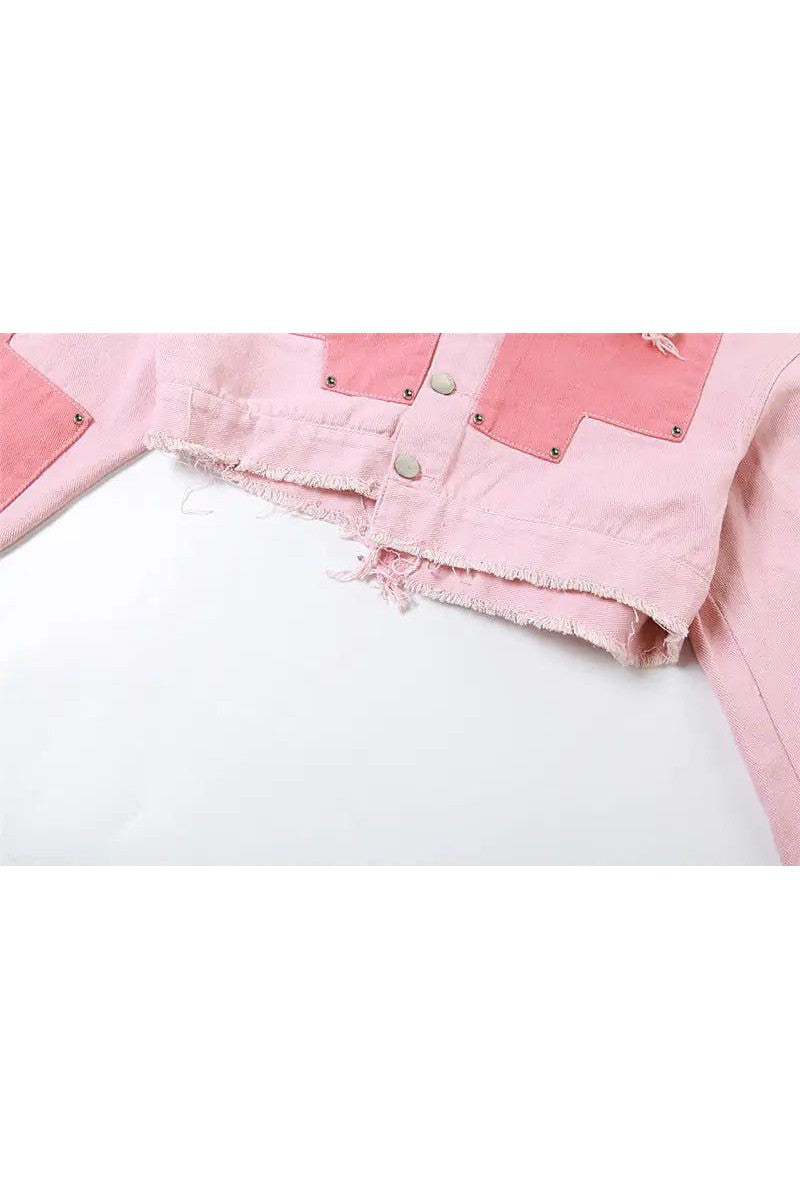 Set Pink Denim Mini Skirt and Jacket Set from PinkyBelles Shop