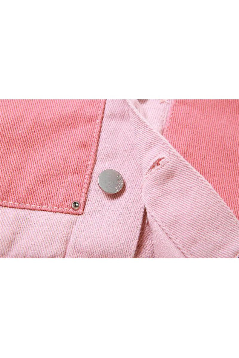 Set Pink Denim Mini Skirt and Jacket Set from PinkyBelles Shop