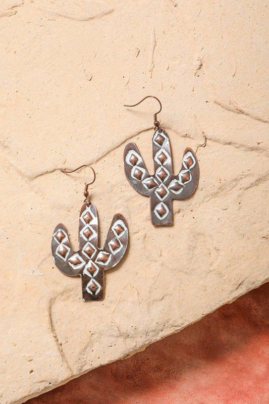 Silver Arizona Days Cactus Dangling Earrings from PinkyBelles Shop