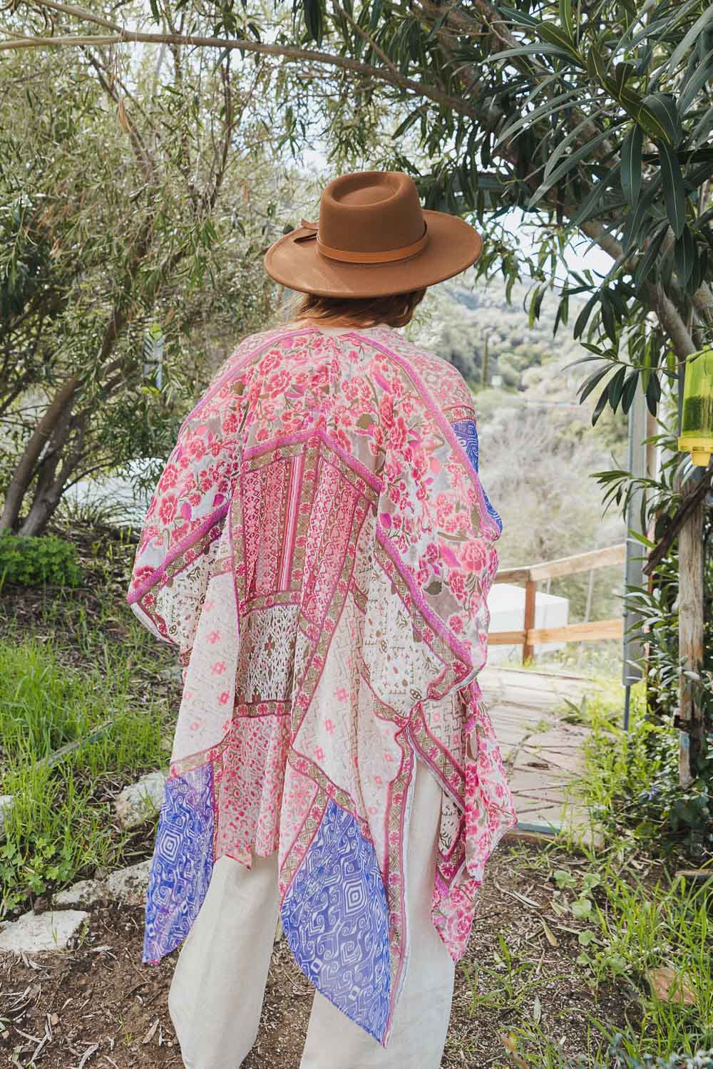 Silver/Fuchsia Bohemian Flow Burnout Velvet Kimono from PinkyBelles Shop