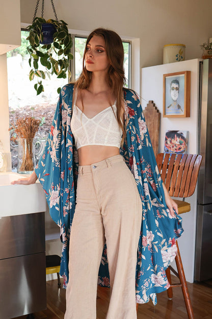 Teal Floral Breeze Kimono from PinkyBelles Shop