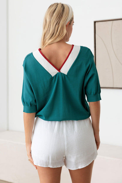 Teal Teal Vintage Chevron Knit Top from PinkyBelles Shop