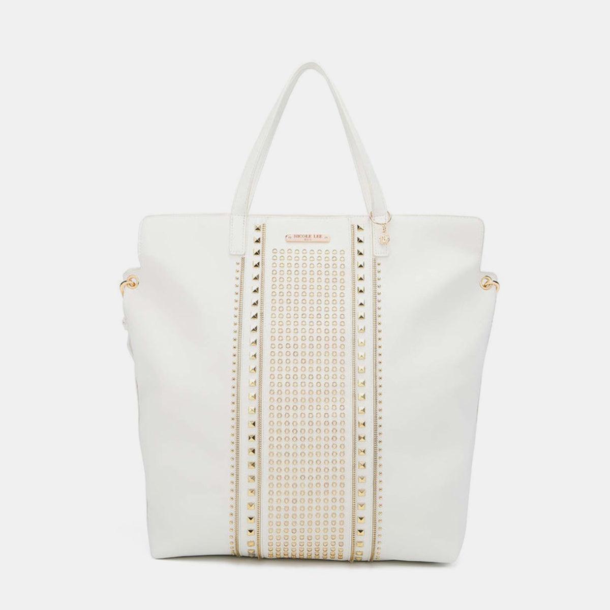 White Studded Large Tote Bag from PinkyBelles Shop